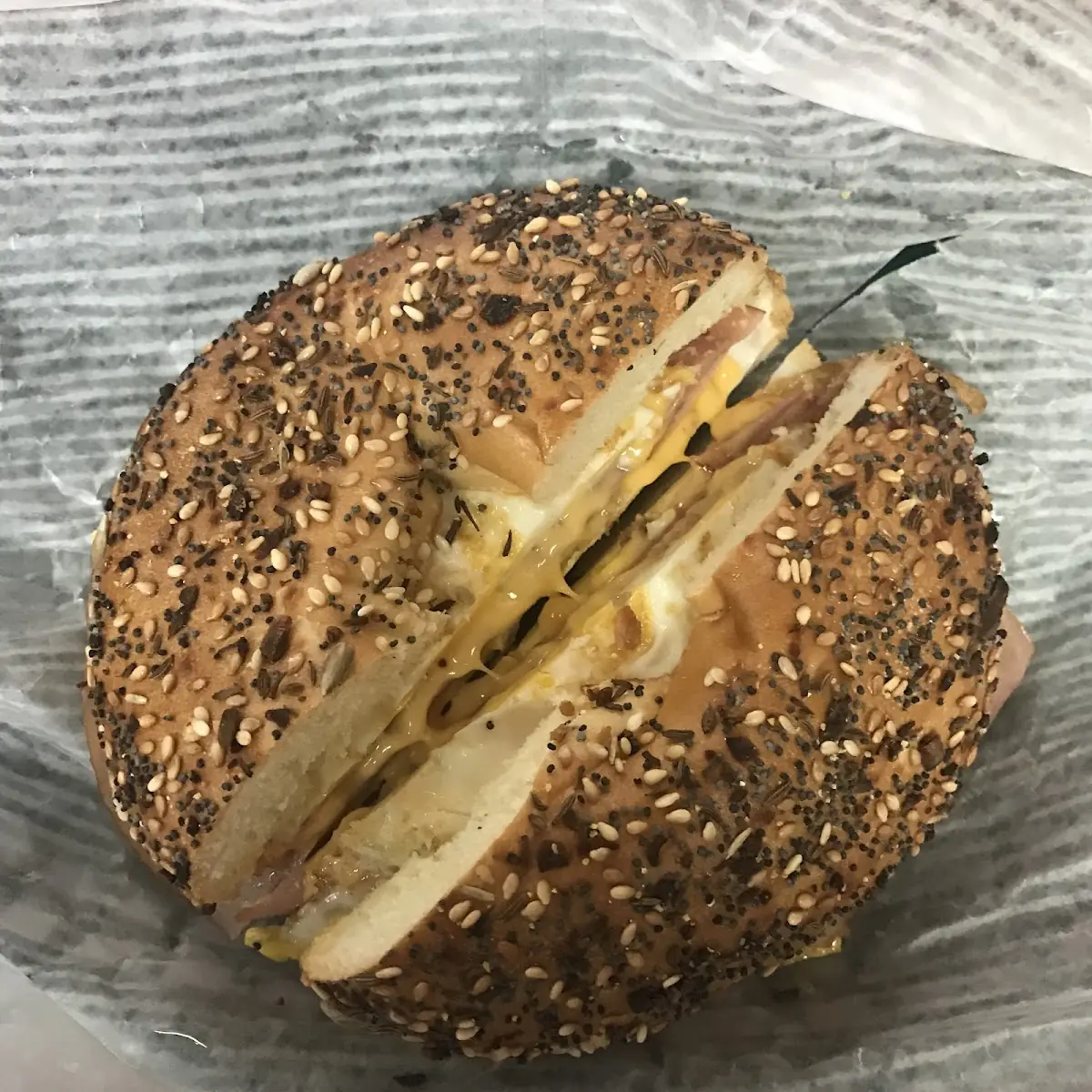 Breakfast Sandwich on an Everything Bagel