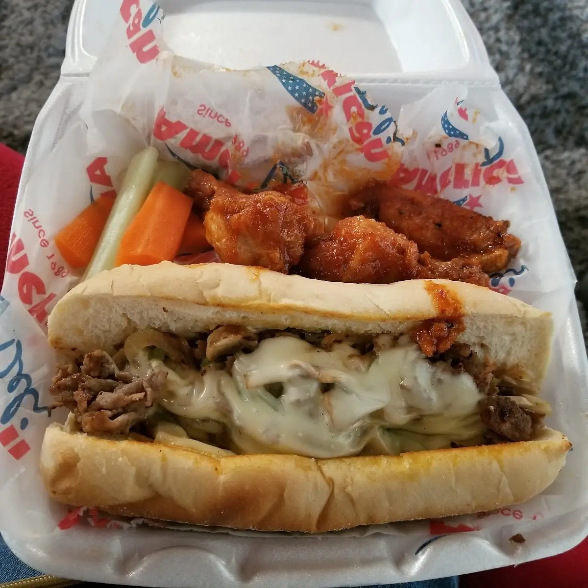 Philly Cheesesteak with Sweet Chilli Wings