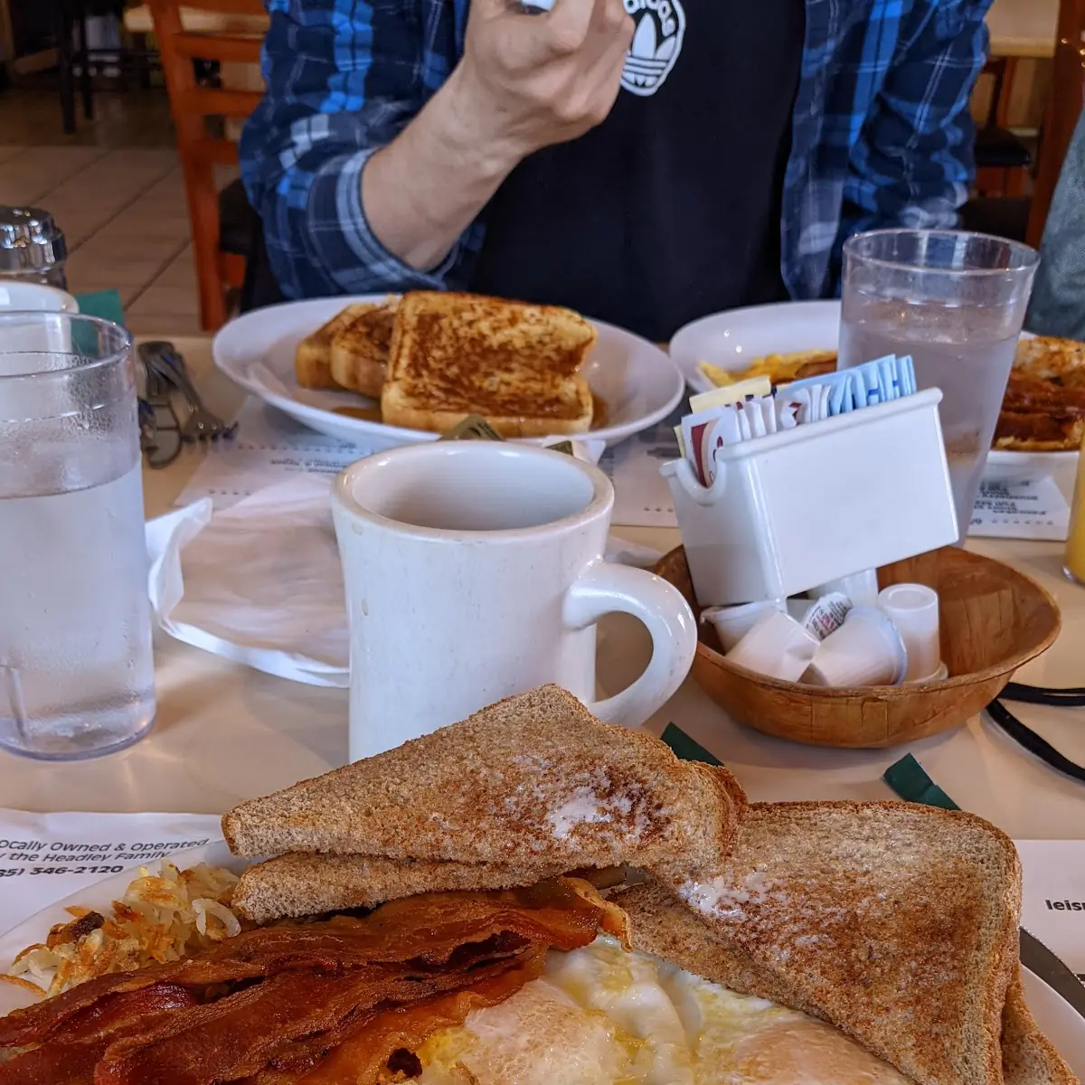 Bacon Eggs Hash Browns and Toast