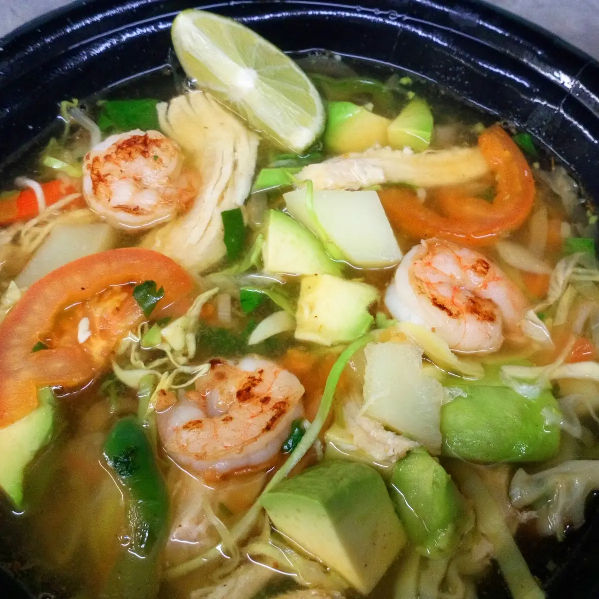 Grilled Shrimp with Chicken Soup