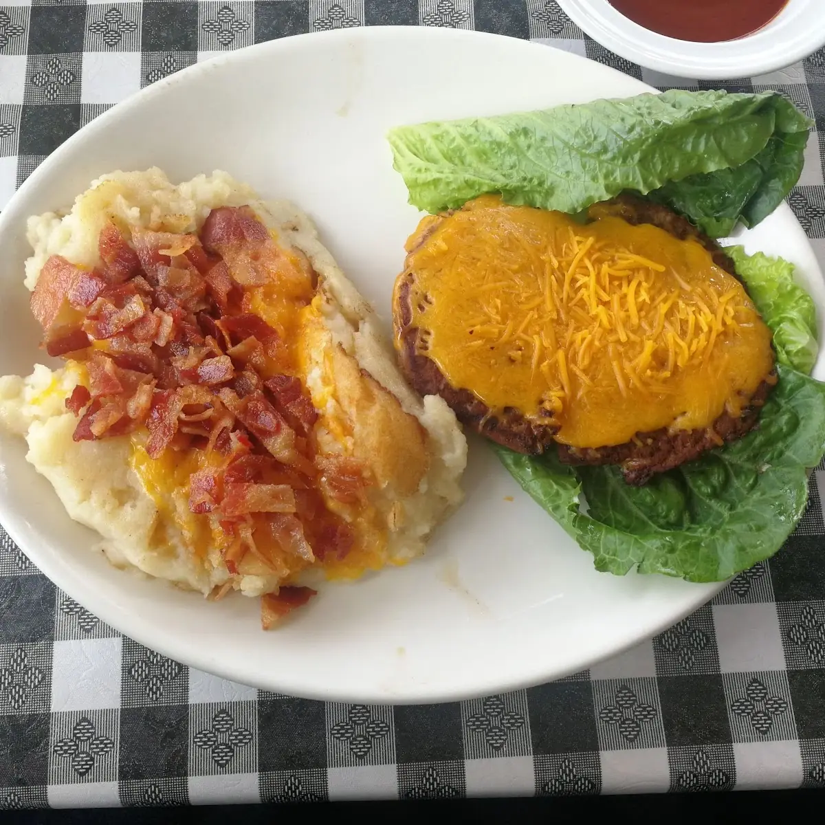 Loaded Mashed Potatoes and Turkey Burger