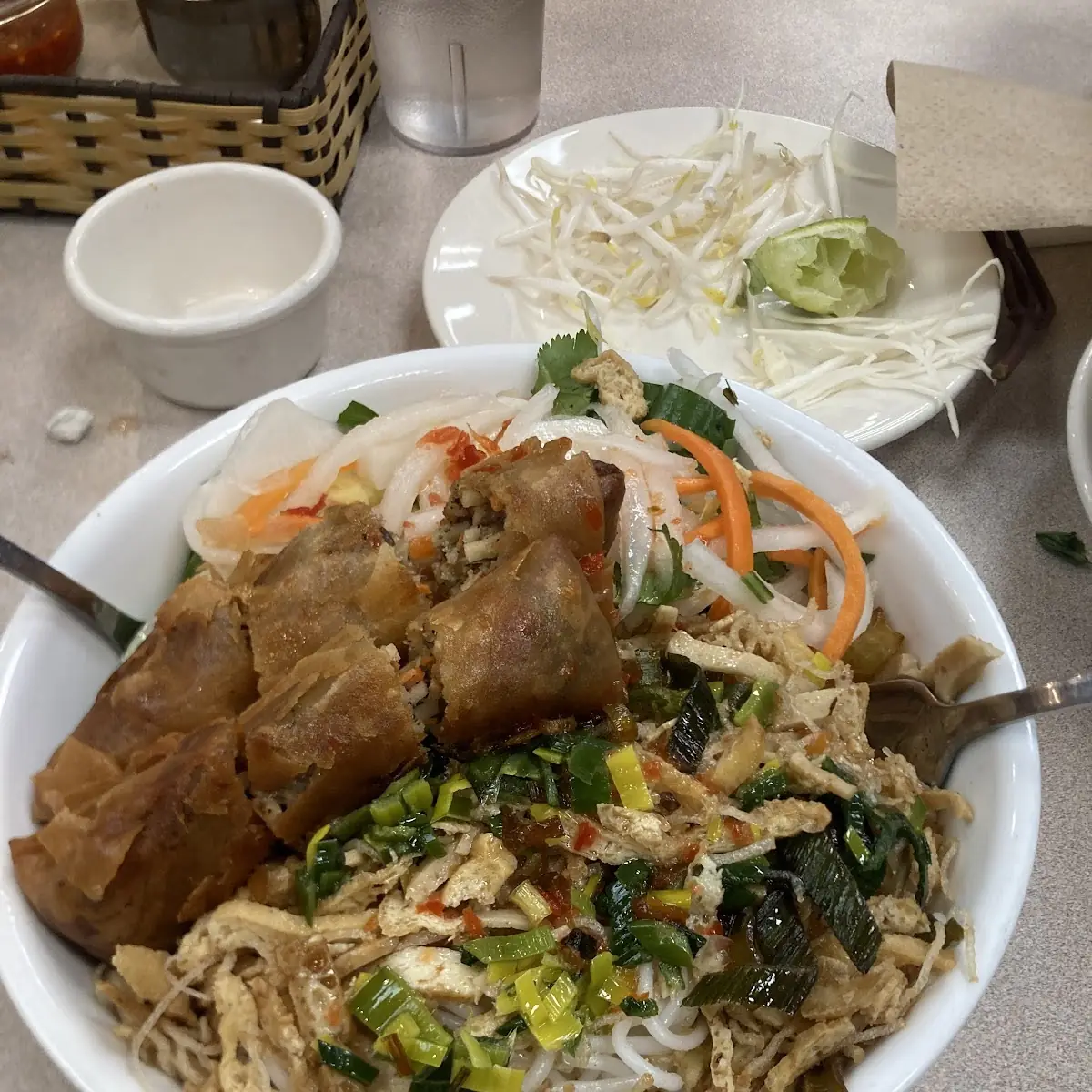 Rice Vermicelli with Spring Rolls
