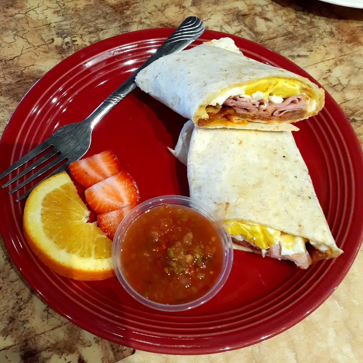 Ham and Bacon Breakfast Burrito
