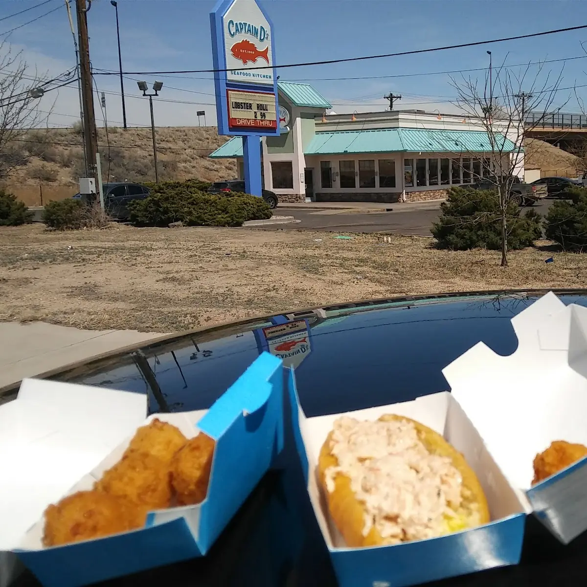 Lobster Roll and Hush Puppies