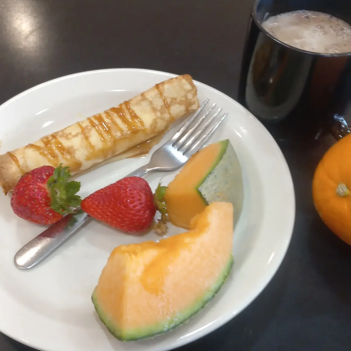 Fruit and a Apple Cinnamon Crepe