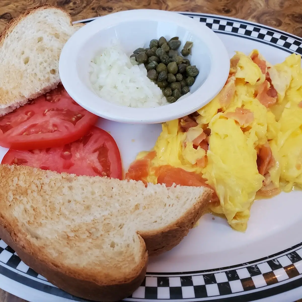 City Diner Lobster Hash with Hollandaise & Avocado 2 Eggs Hash Browns Grits or Oatmeal - Toast
