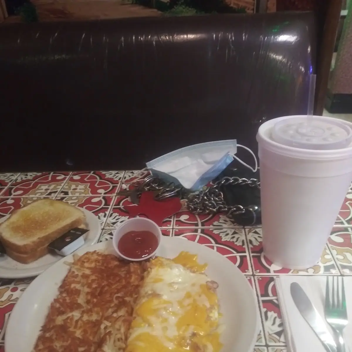 Ham and Cheese Omelette Extra Crispy Hash Browns