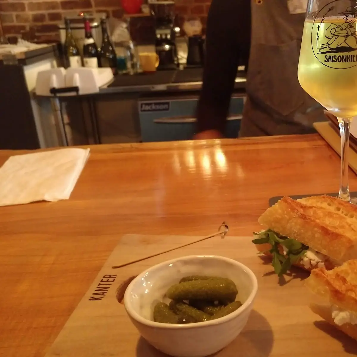 Chevre Sandwich and Cider