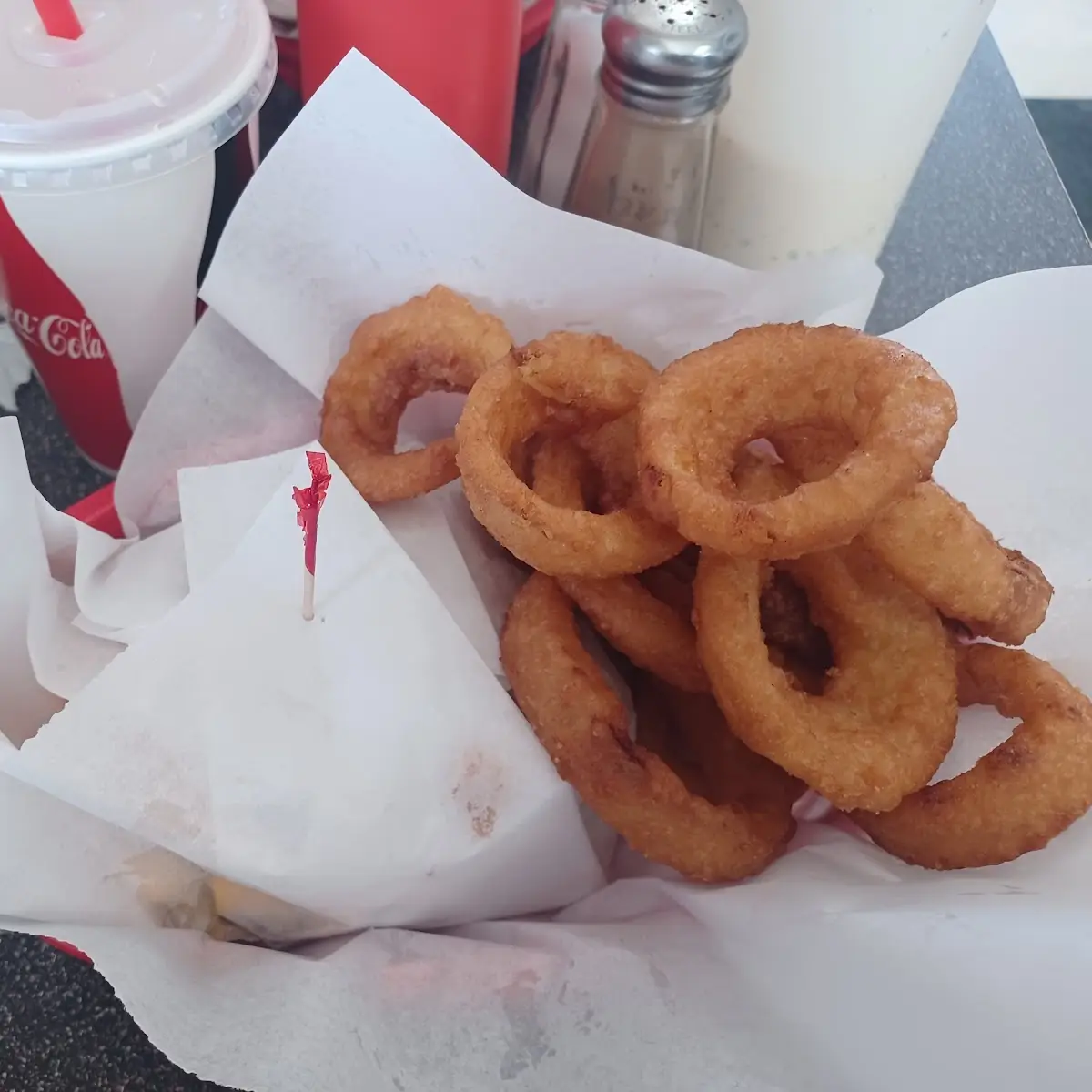 Cheese Burger with Onion Rings