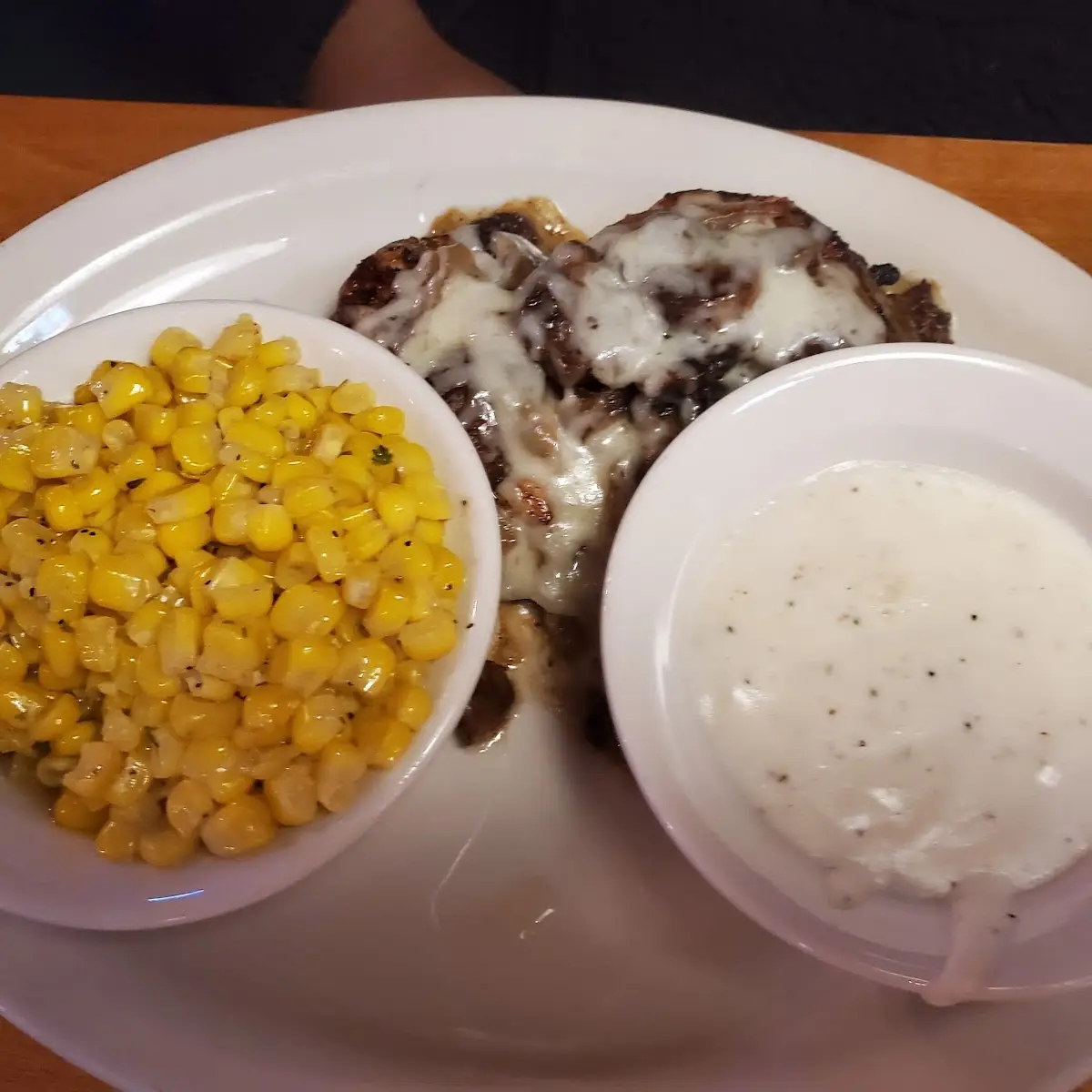 Buttered Corn House Salad Steak Fries