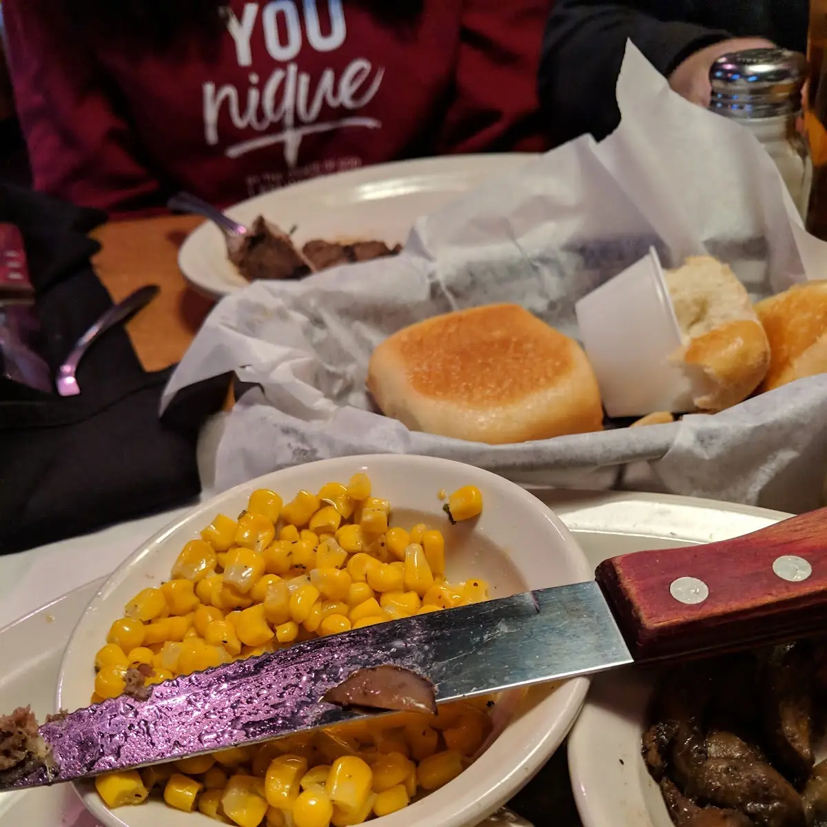 Buttered Corn House Salad Steak Fries