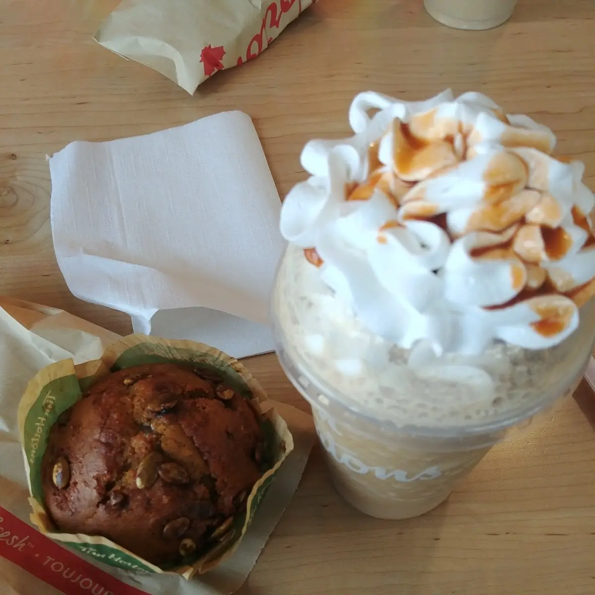 Pumpkin Spice Muffin and Ice Capp, Tim Hortons