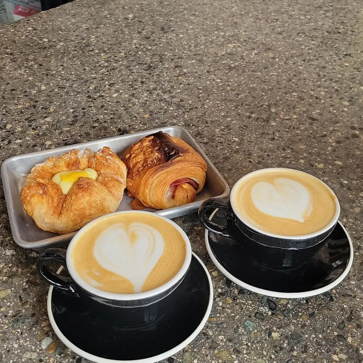 Oat Milk Latte & Burnt Carmel Latte