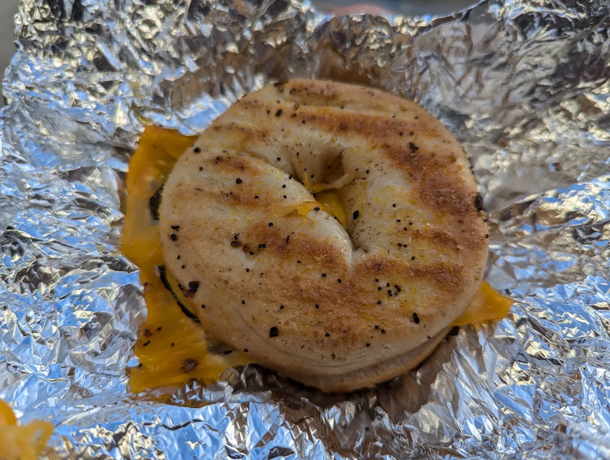 Sausage Egg and Cheese on Everything Bagel