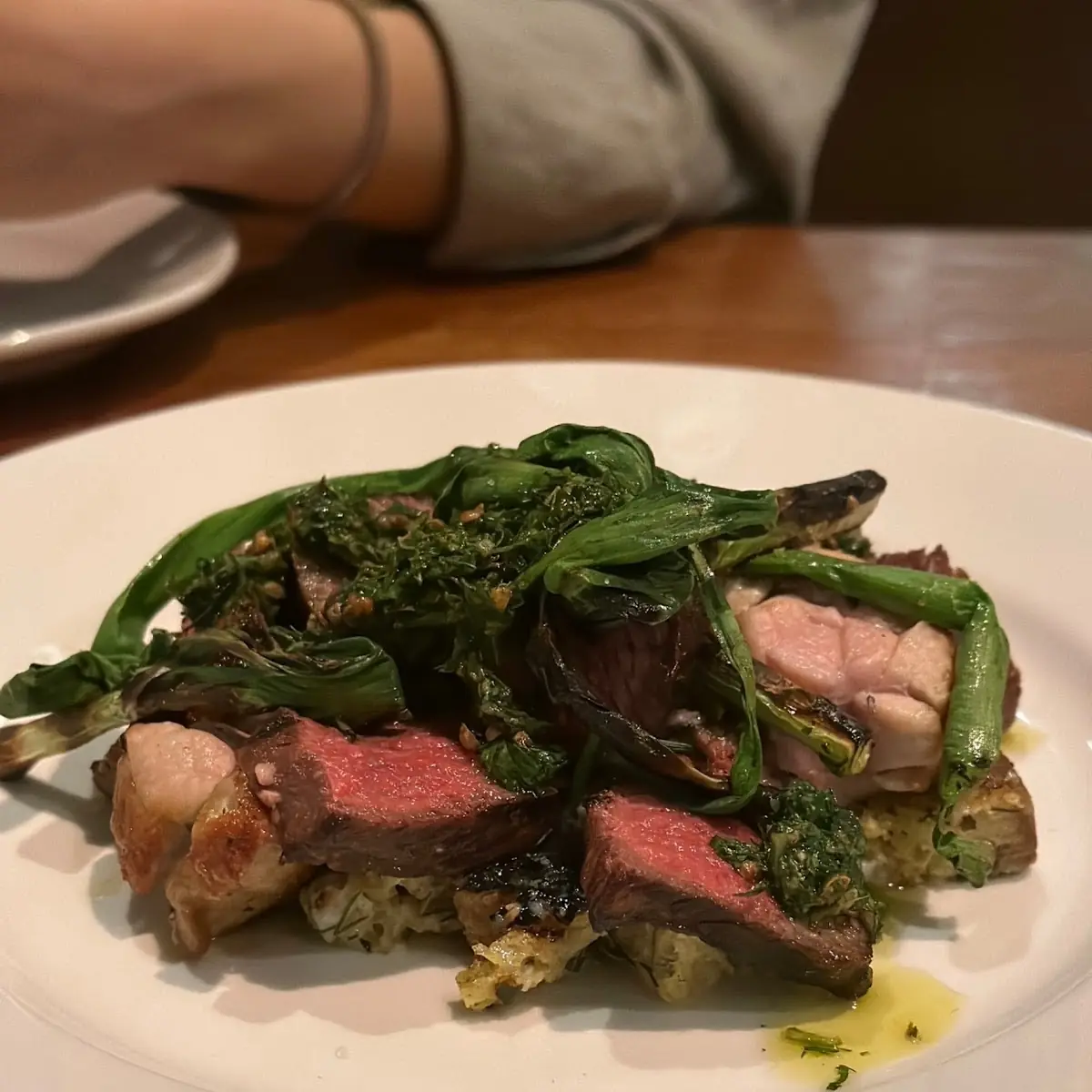 Grilled Pork Short Ribs with White Beans Rapini and Salsa Verde