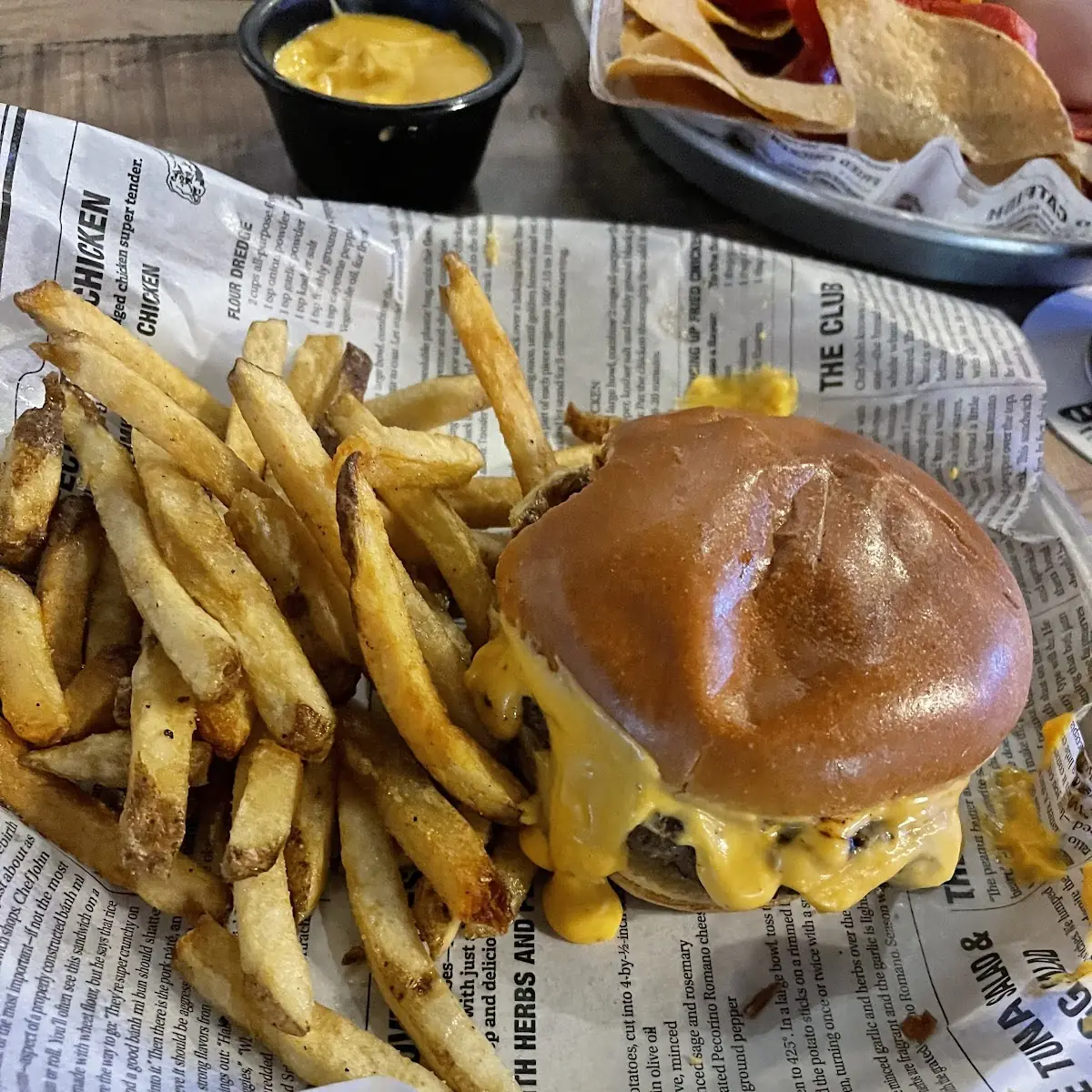 Beer Cheese Burger and Fries