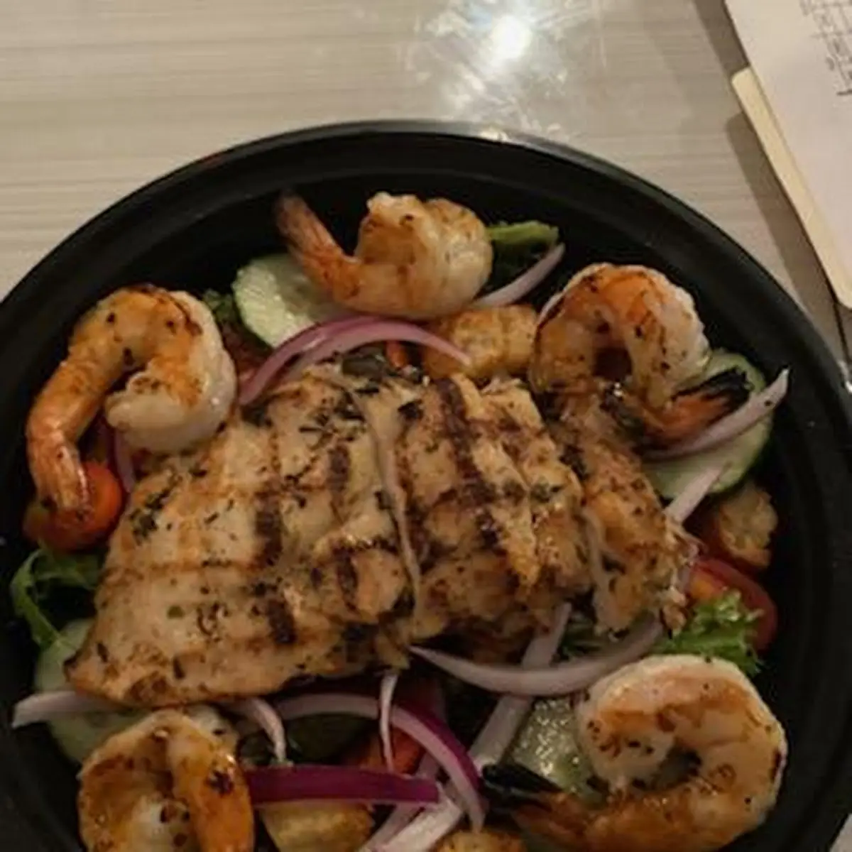 Grilled Chicken Caesar Salad with Shrimp