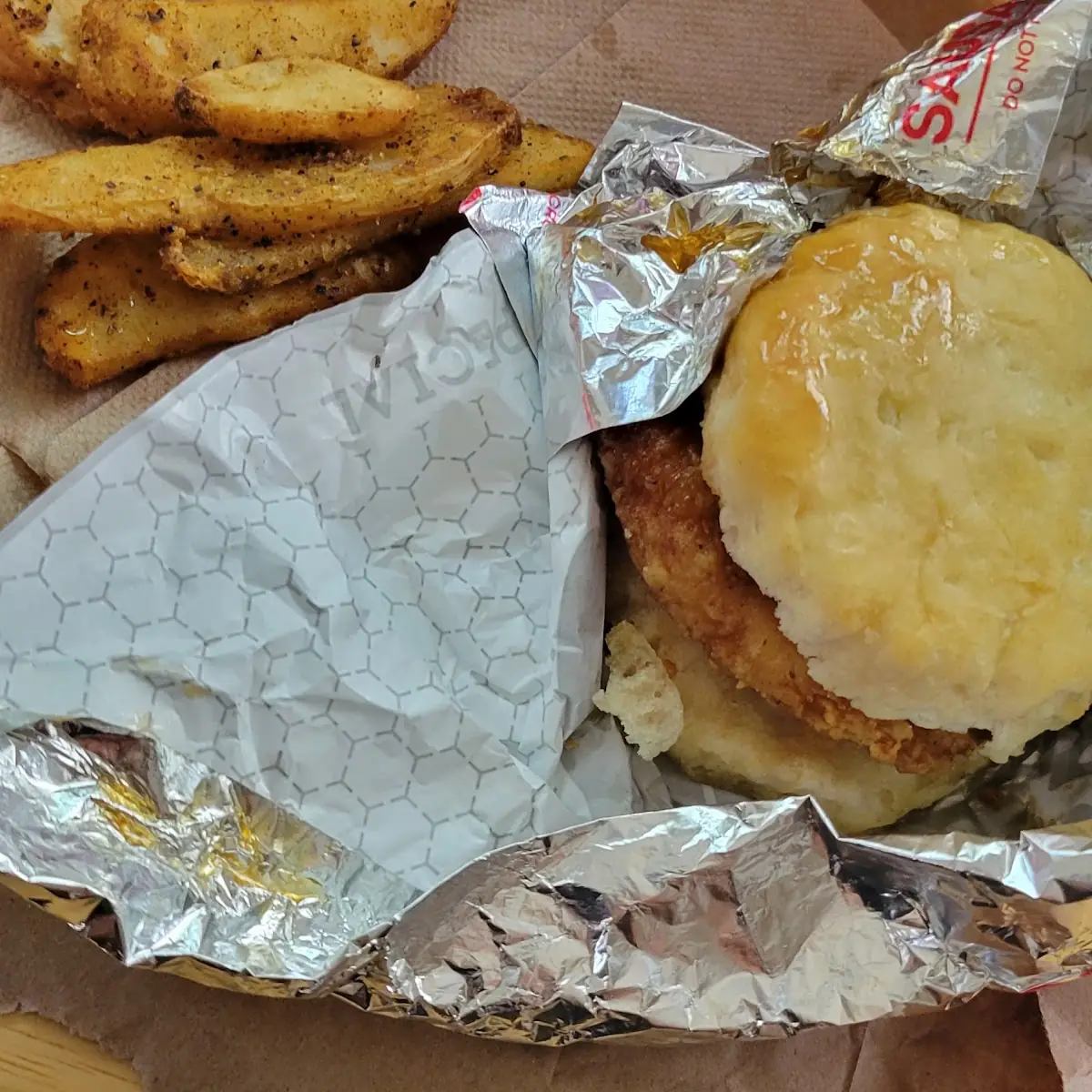 Hot Honey Chicken Biscuit Side Potato Wedges