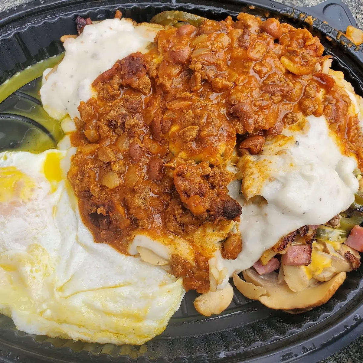 Eggs over Easy with Loaded Hash Browns