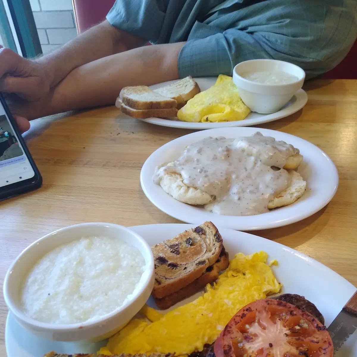 Steak and Eggs Grits Gravy Biscuits and Gravy