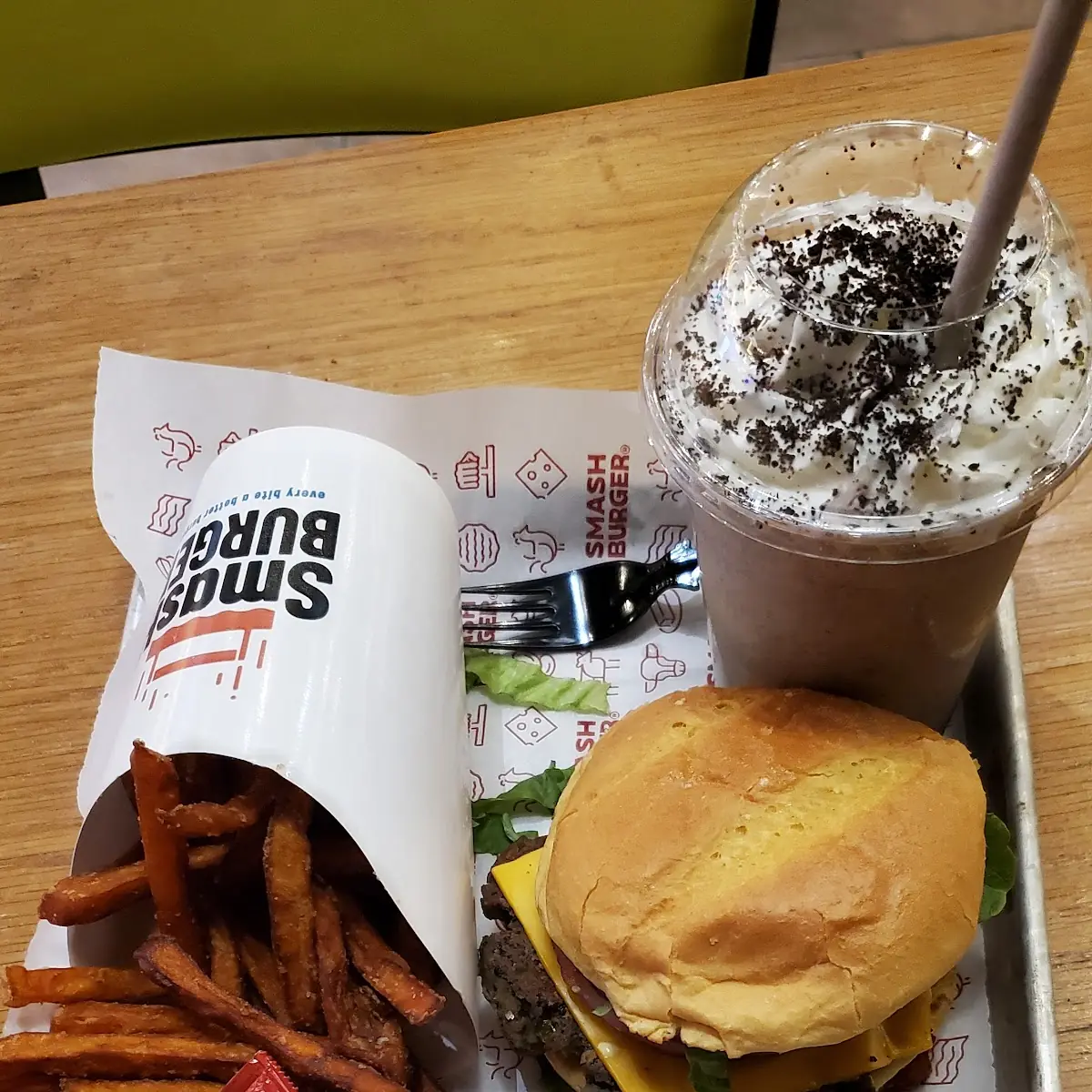 Sweet Potato Fries Black Bean Burger & Oreo Shake