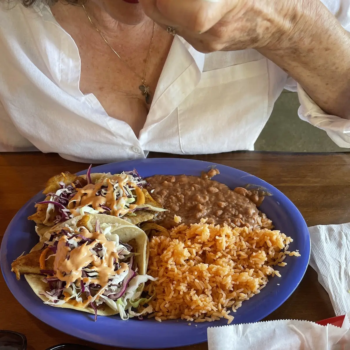 Taco Plate with Meat Rice & Beans