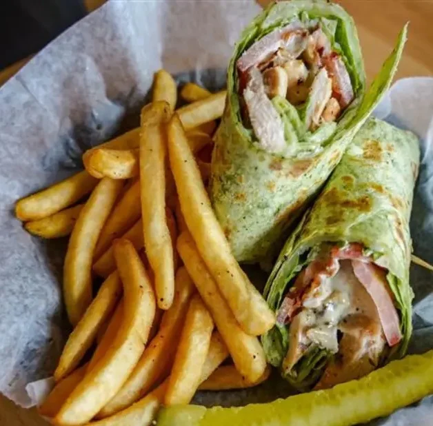 Chicken Bacon Ranch Wrap and Fries
