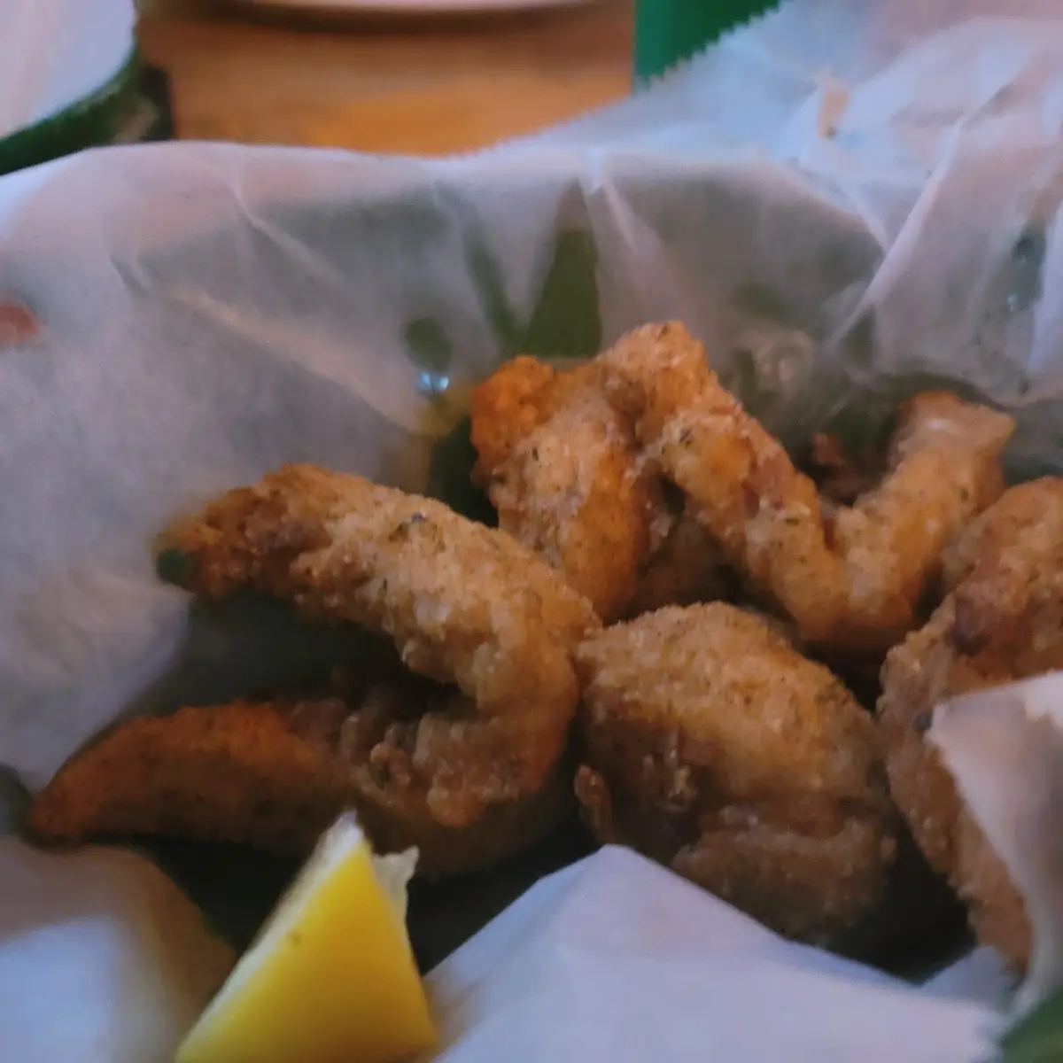 With a Hall Dozen Fried Shrimp