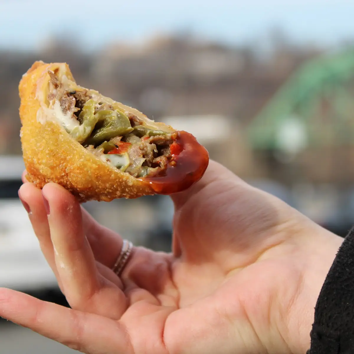 Homemade Cheesesteak Egg Roll