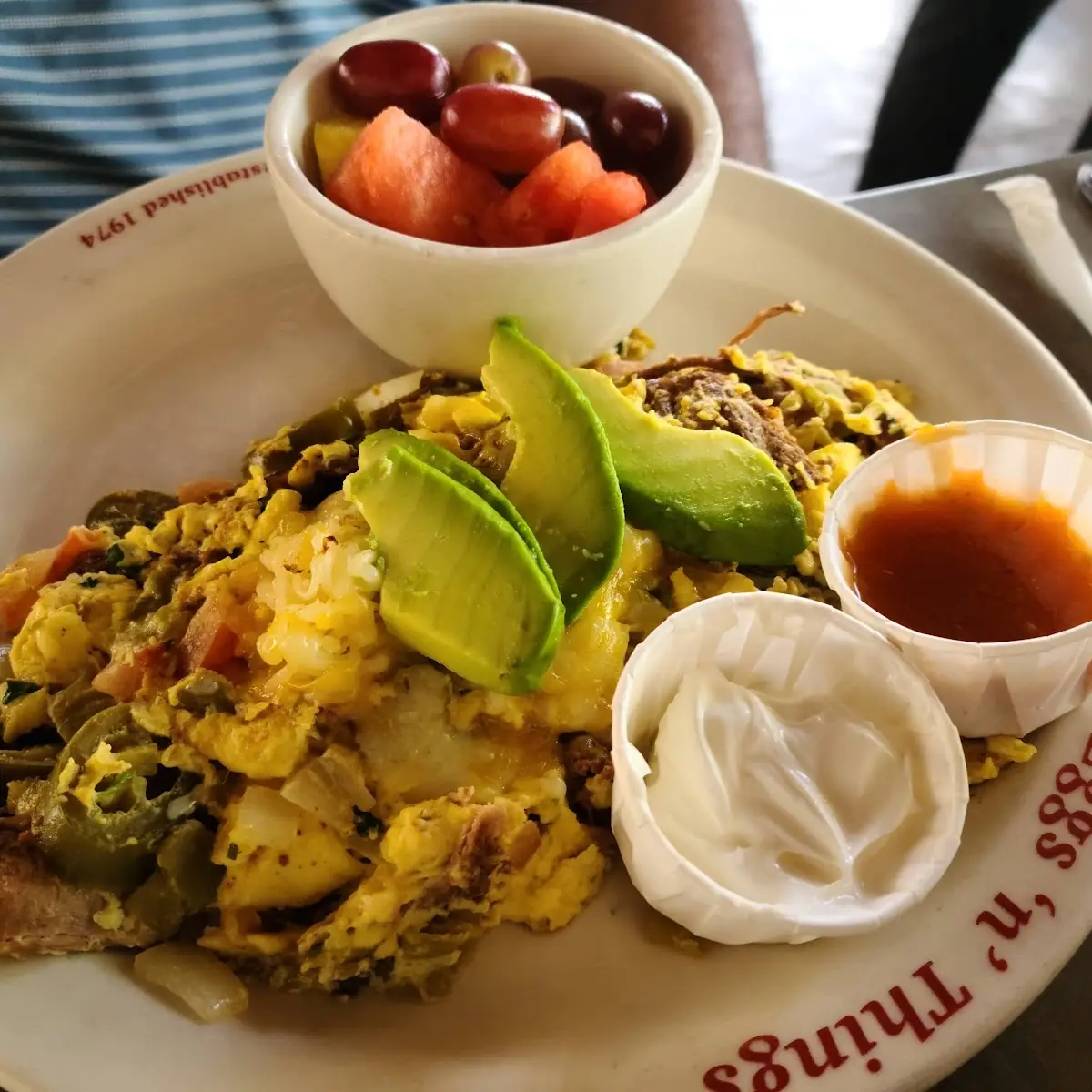 Avocado Steak Omelet with Fruit
