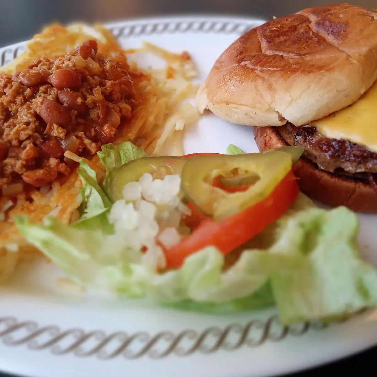 Deluxe Cheeseburger Scattered and Topped