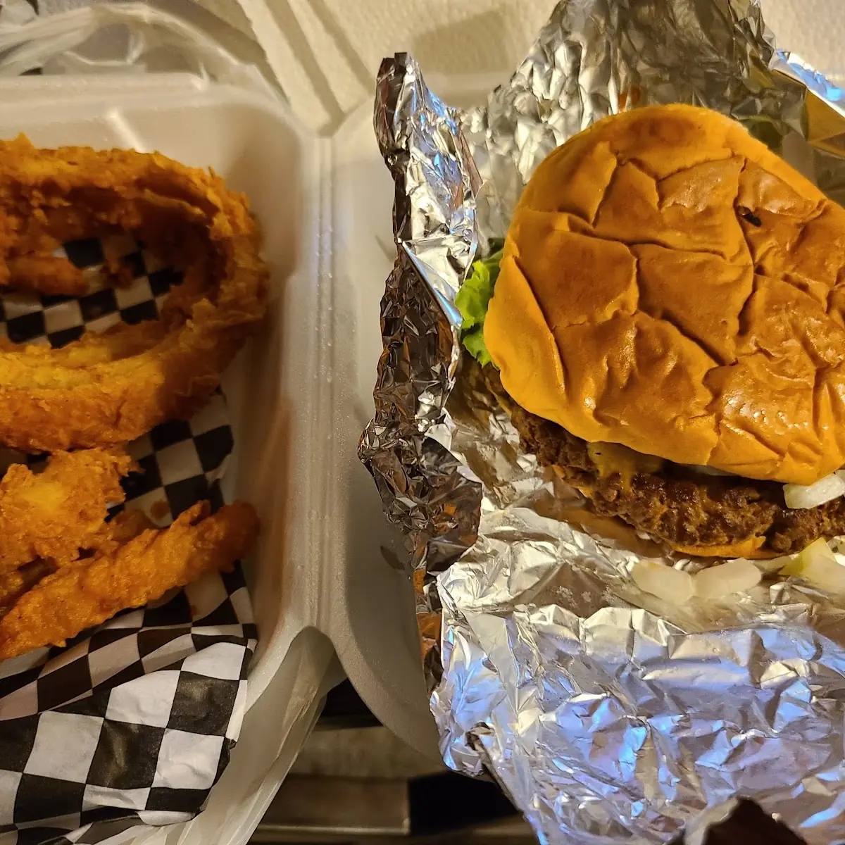 Bacon Cheeseburger with Onions Rings