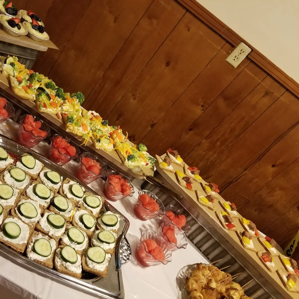 Cucumber Sandwiches and Veggie Pizza