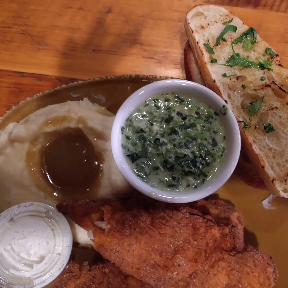 Chicken Tenders Mashed Potatoes and Creamed Spinach