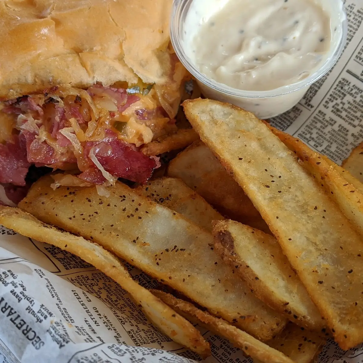 Reuben Burger with Fries