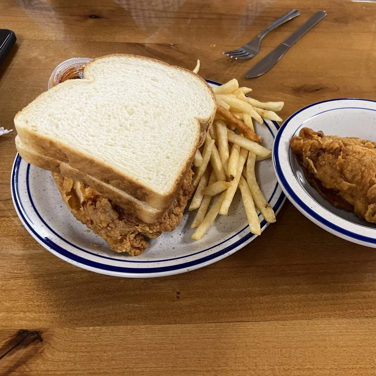 Fried Chicken Breasts and French Fries