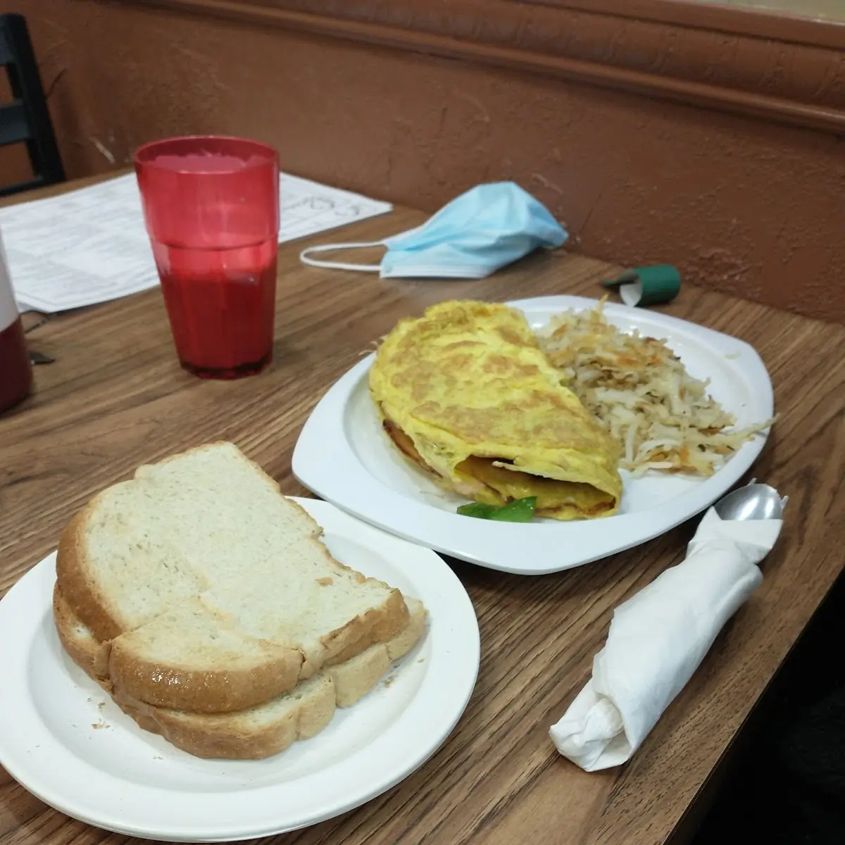 3 Egg Omelette with Potatoes and Toast