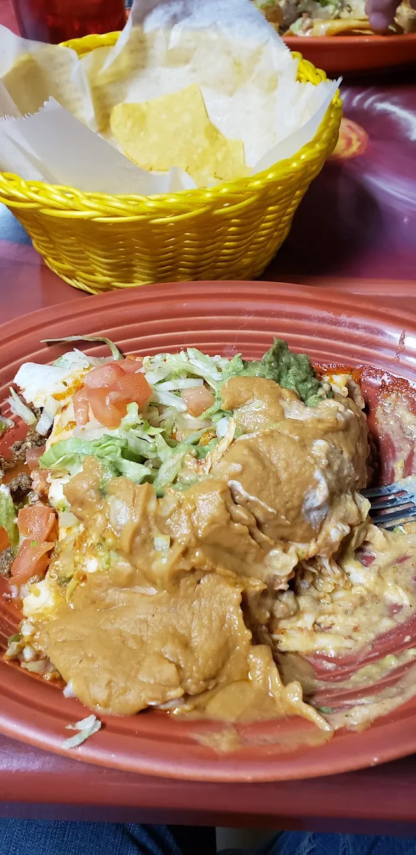 Burritos Topped with Beans