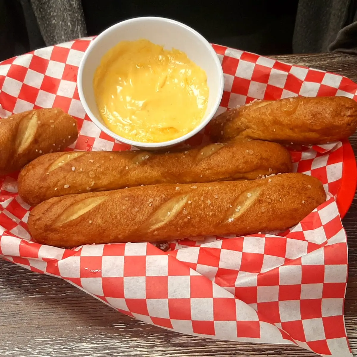 Pretzel Breadsticks with Nacho Cheese