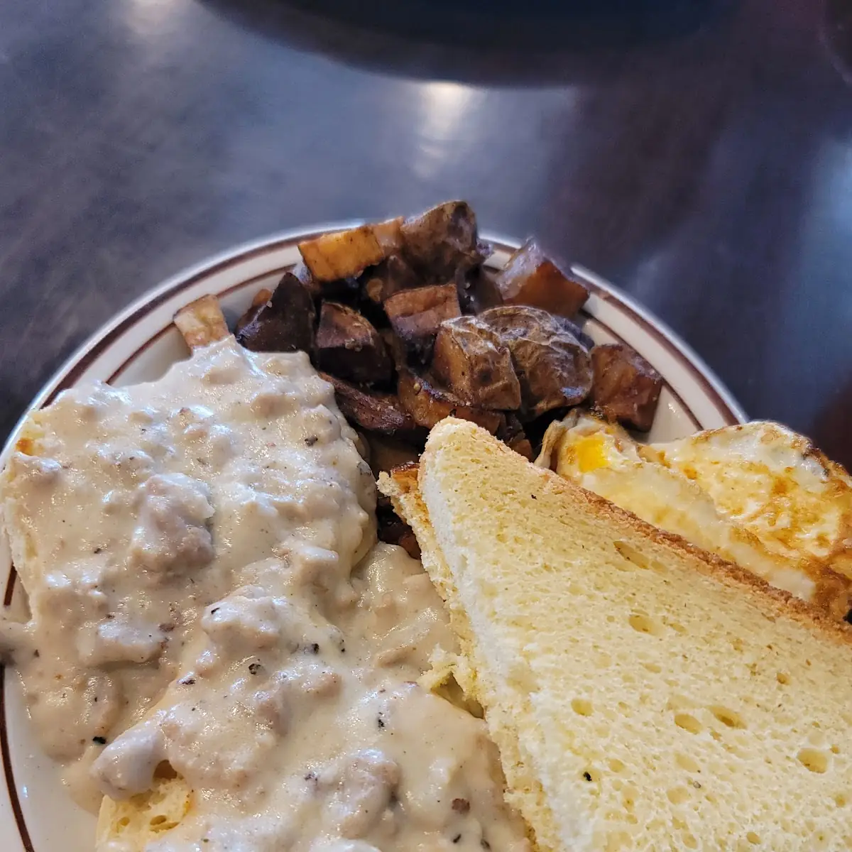 Biscuit & Gravy 2 Pancakes 3 Bacon