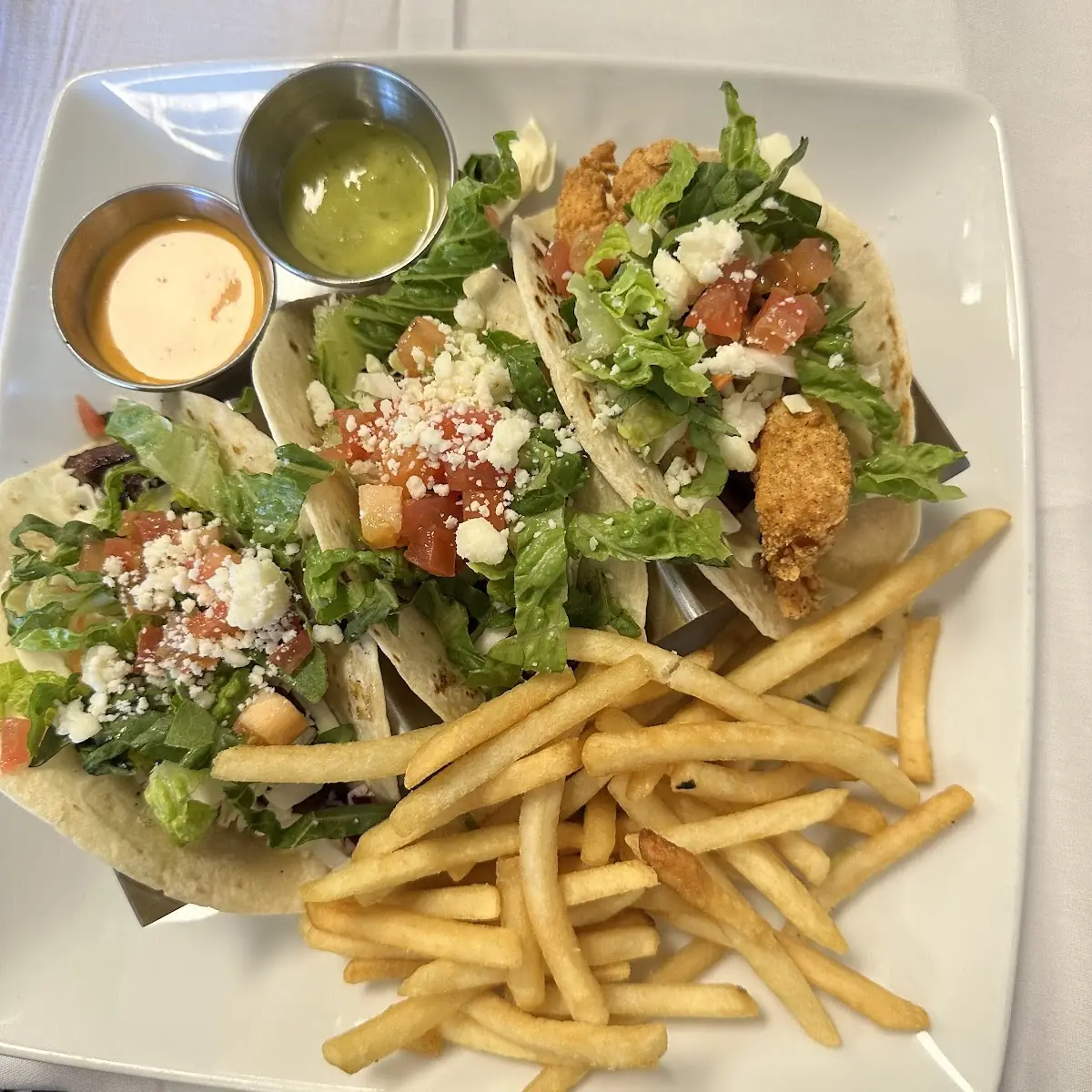 Salmon and Fried Shrimp Tacos