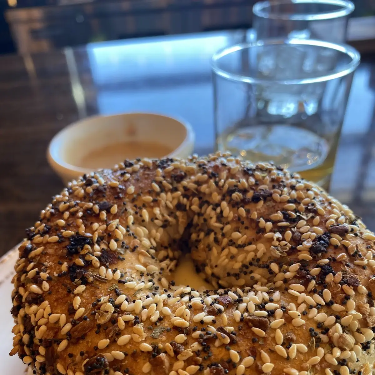 Sausage Egg and Cheese on Everything Bagel