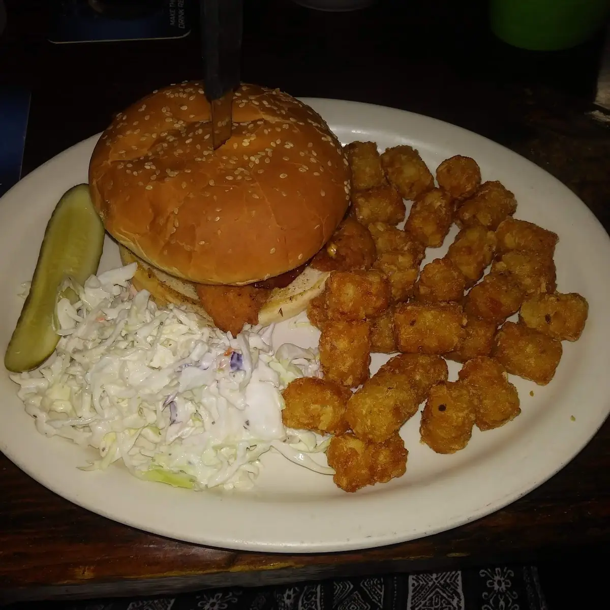 Chicken Sandwich Crispy with Tots