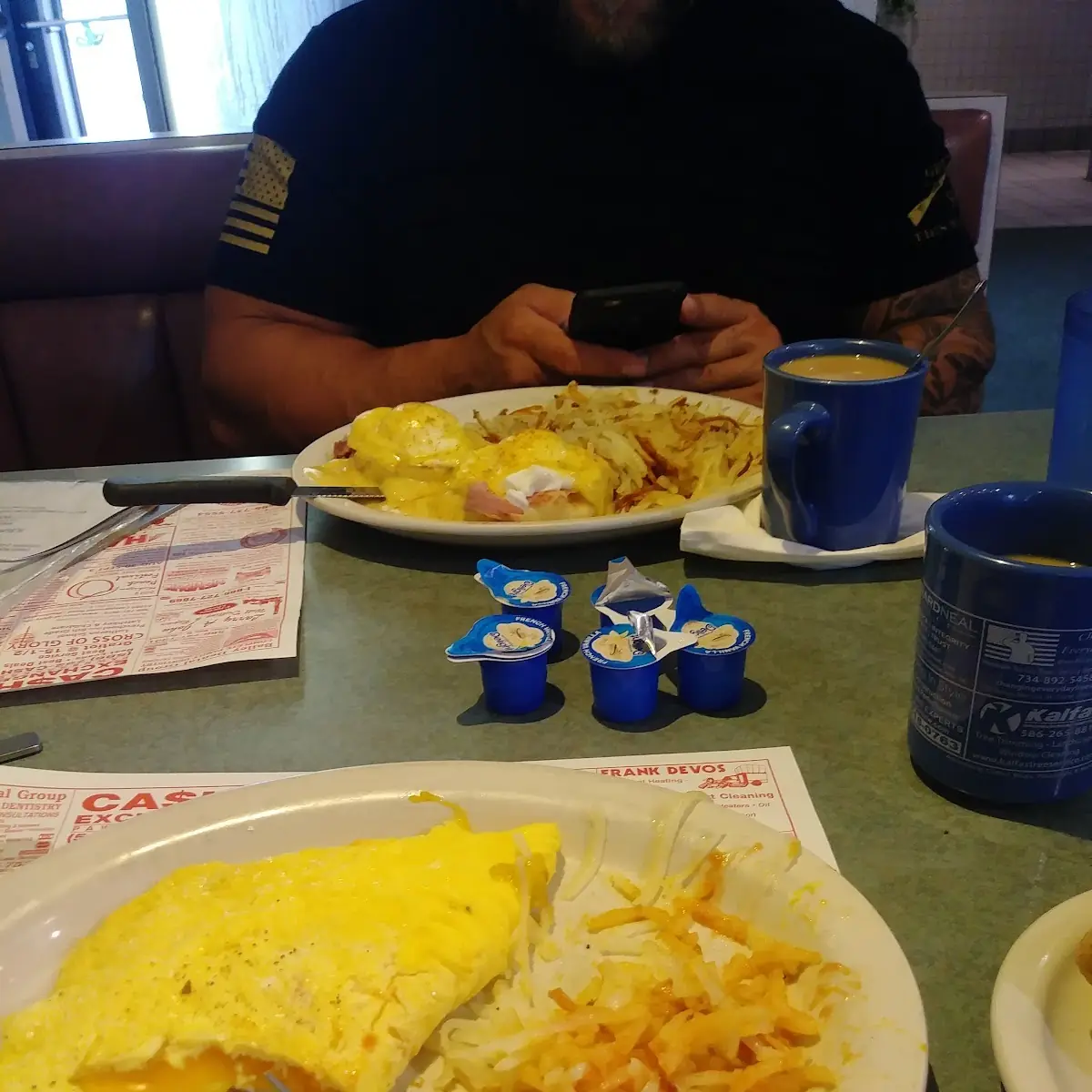 Cheddar Cheese Omelette Hash Brown Potatoes Wheat Toast
