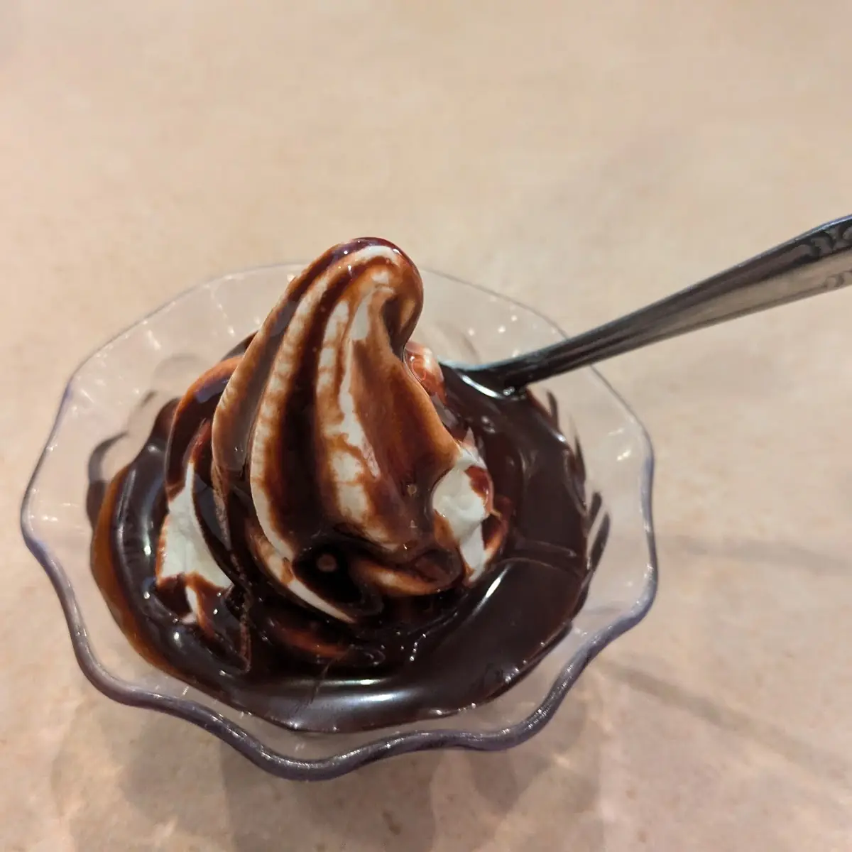 Vanilla Ice Cream with Chocolate Syrup