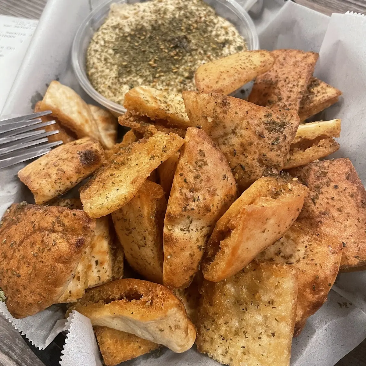 French Pita Chips with Za'Atar Hummus