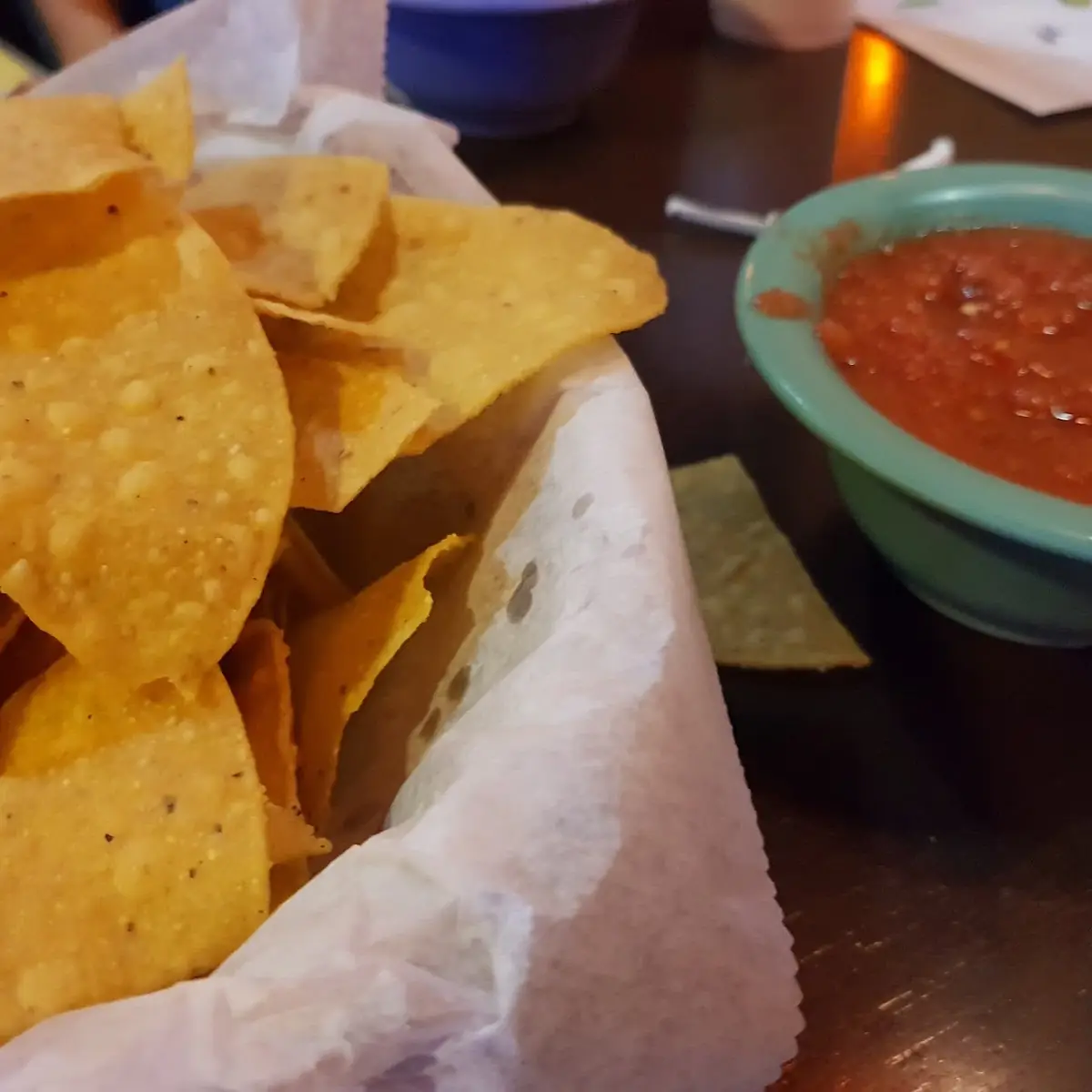 Chips Salsa and Queso Dip