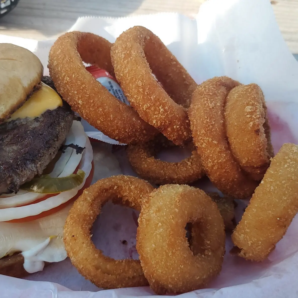 Chicken Sandwich with Onion Rings