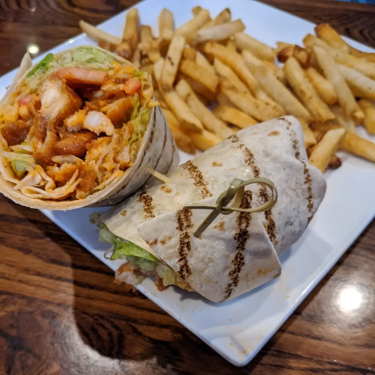 Buffalo Chicken Wrap and Fries
