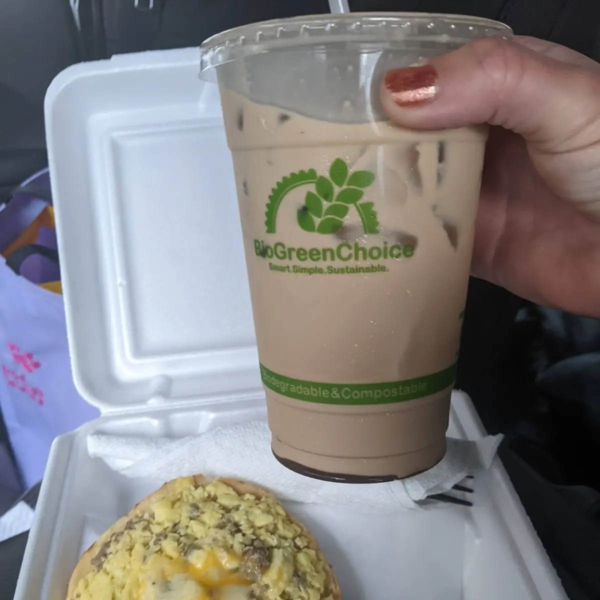 Latte and Open Faced Bagel
